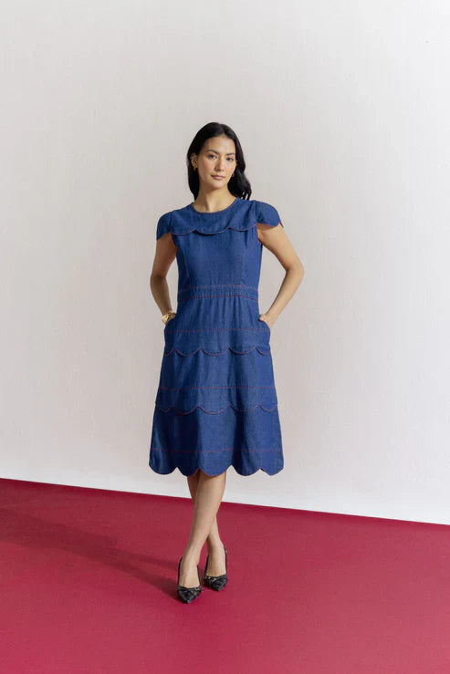 Blue Muse Scallop Dress
