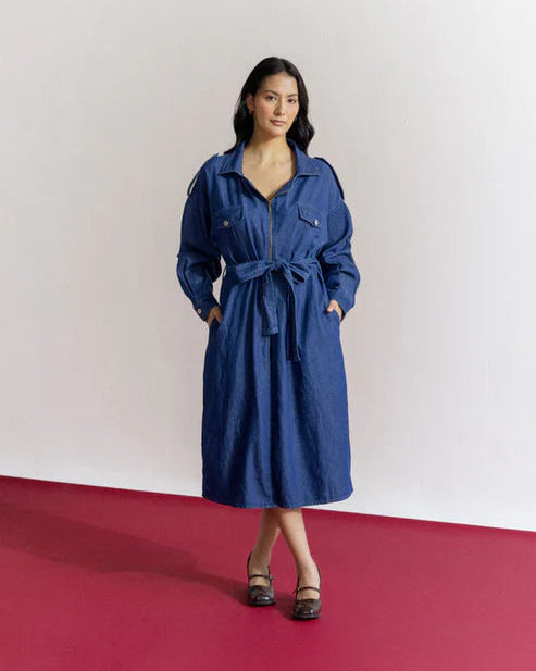 Classic Indigo Trench Coat