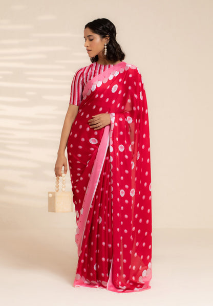 Floating Petals Satin Georgette Saree