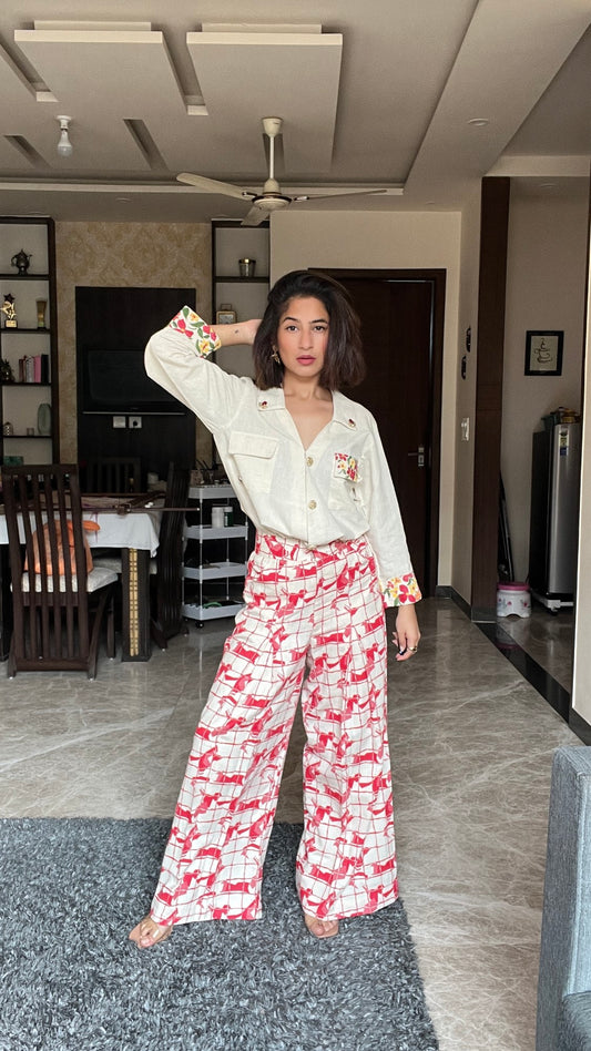 Scarlet Grid Linen Set