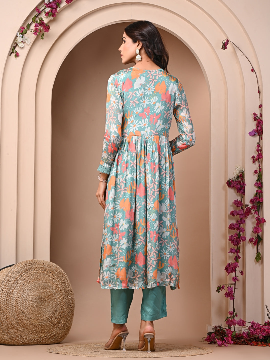 Sea Green Chinnon Suit Set| Affordable & Stylish