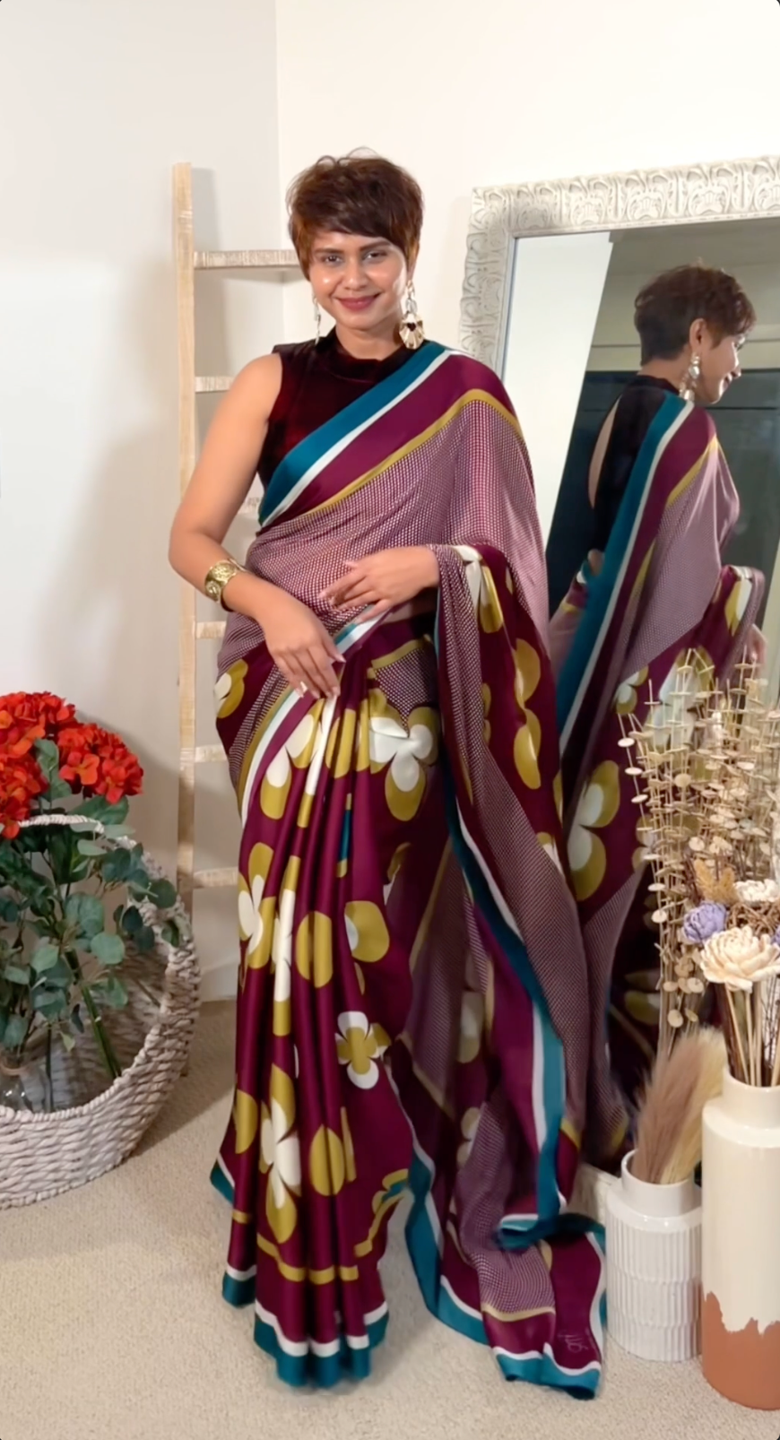 Retro Fusion Satin Georgette Saree