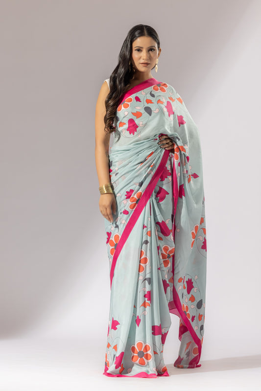 Bouquet Breeze Crepe Saree