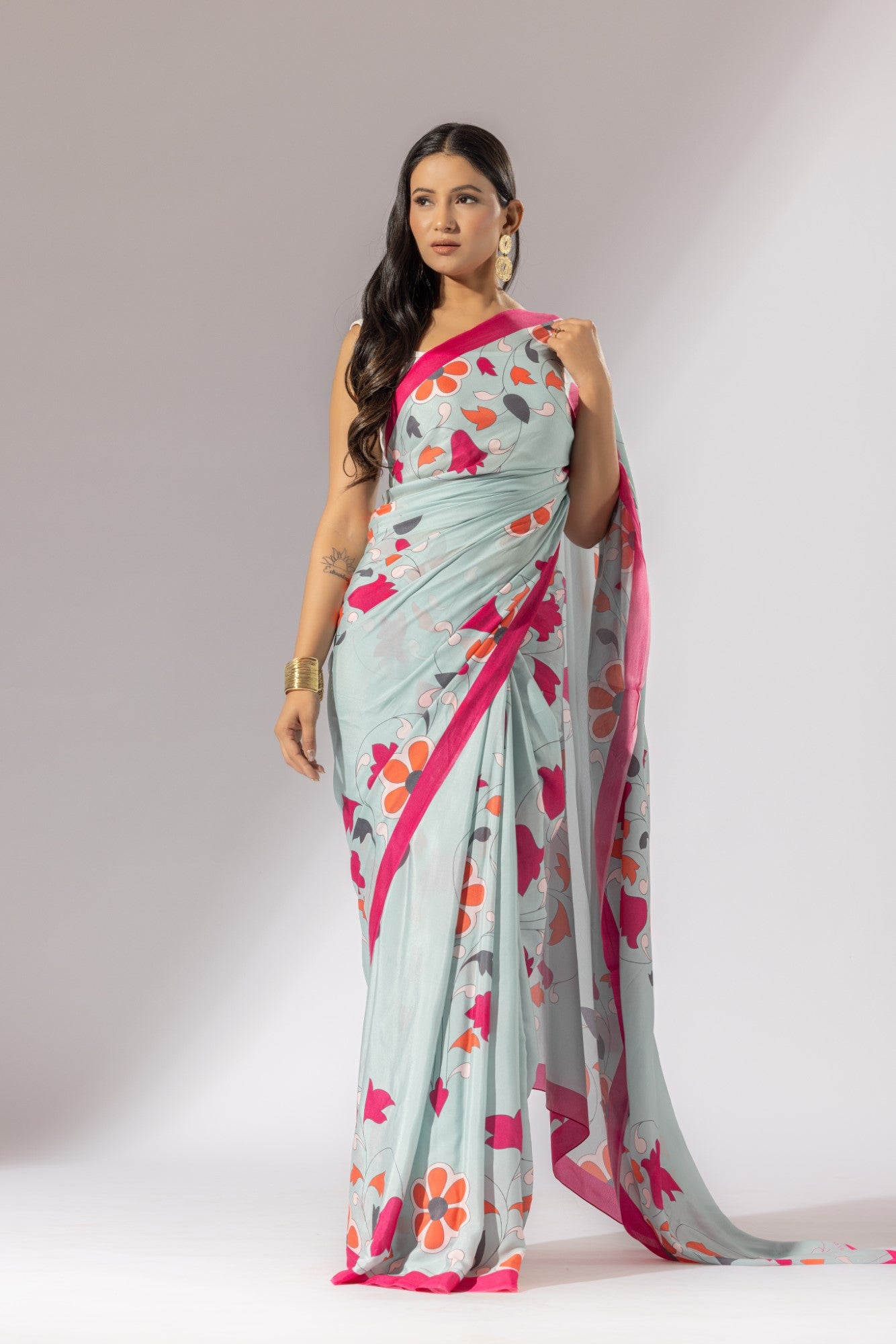 Bouquet Breeze Crepe Saree