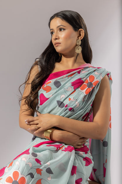 Bouquet Breeze Crepe Saree