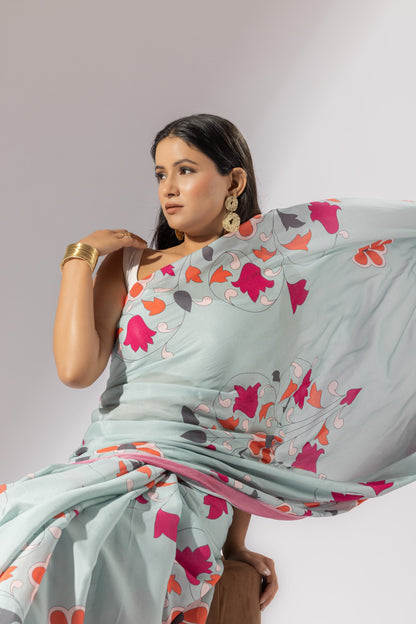 Bouquet Breeze Crepe Saree