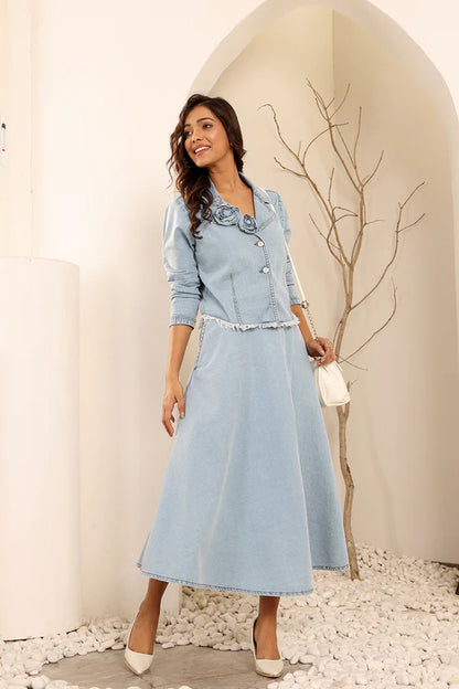 Statement Denim Top And Skirt