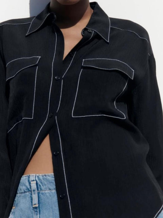 Black Cotton Poplin Shirt